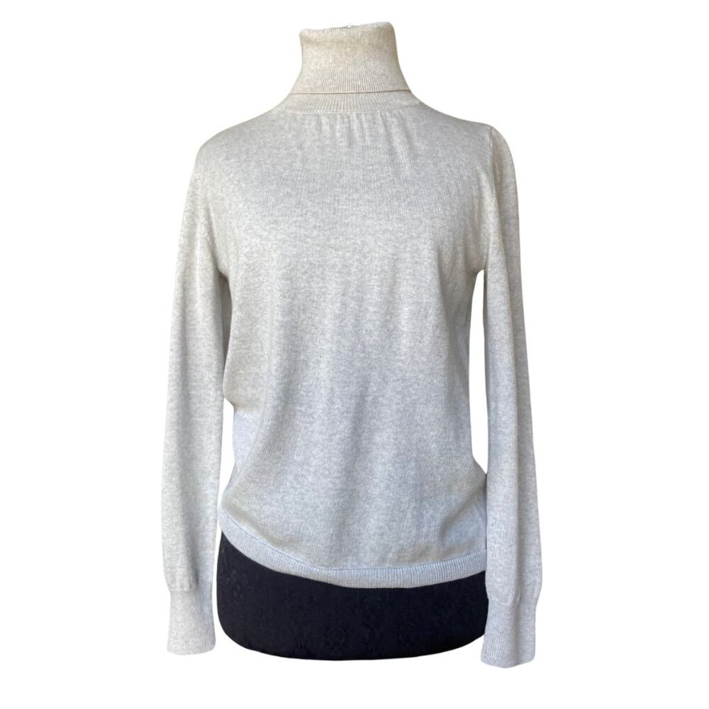 Ann Taylor Grey Pullover Turtleneck Knit Sweater 100% Merino Wool Women's Small